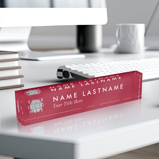 Aangepaste Logo Elegant Burgundy Red Desk Naambordje