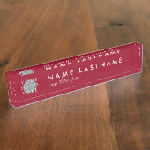 Aangepaste Logo Elegant Burgundy Red Desk Naambordje (Zijkant)
