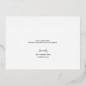 Aangepaste Logo Elegant Gold Black Business Hartel Folie Uitnodiging (Achterkant)