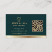 Aangepaste Logo Elegant Groen Goud QR Code Visitekaartje (Achterkant)