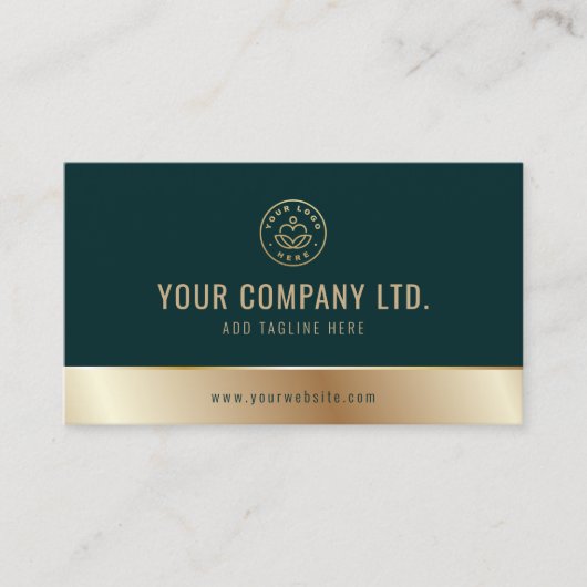 Aangepaste Logo Elegant Groen Goud QR Code Visitekaartje (Voorkant)