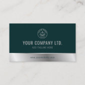 Aangepaste Logo Elegant Groen Zilver QR Code Visitekaartje (Voorkant)