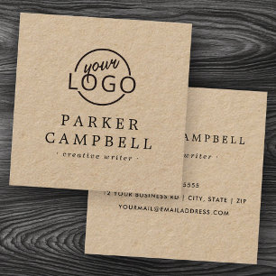 Aangepaste logo elegant minimalistisch Kraft-papie Vierkante Visitekaartje