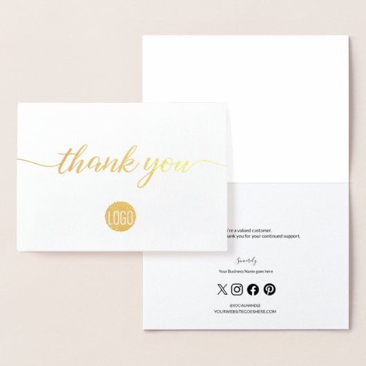 Aangepaste Logo Elegant Script Social Icons bedrij Folie Kaarten (Display)