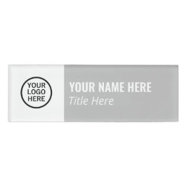 Aangepaste Logo Elegant Silver White Magnet Titel Naambadge