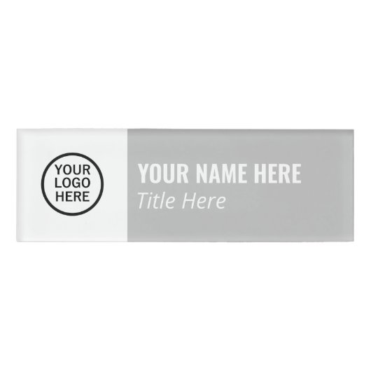 Aangepaste Logo Elegant Silver White Magnet Titel Naambadge (Voorkant)