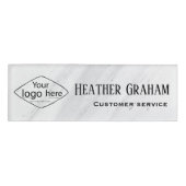 Aangepaste Logo Elegant Wit Marmeren Ontwerp Naambadge (Voorkant)