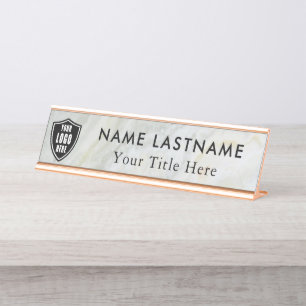 Aangepaste Logo Elegant wit zwart Desk Naam Bord Bureau Naambordje