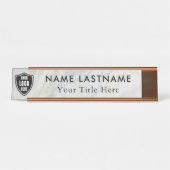 Aangepaste Logo Elegant wit zwart Desk Naam Bord Bureau Naambordje (Voorkant)