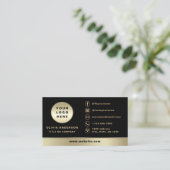 Aangepaste Logo Elegant Zwart Goud Foto Visitekaartje (Staand voorkant)