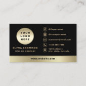 Aangepaste Logo Elegant Zwart Goud Foto Visitekaartje (Voorkant)