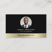 Aangepaste Logo Elegant Zwart Goud QR Code Foto Visitekaartje (Voorkant)