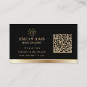 Aangepaste Logo Elegant Zwart Goud QR Code Visitekaartje (Achterkant)
