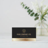 Aangepaste Logo Elegant Zwart Goud QR Code Visitekaartje (Staand voorkant)