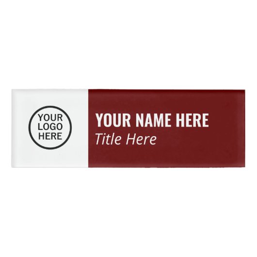 Aangepaste Logo Elegante Bourgondische Witte Magne Naambadge (Voorkant)