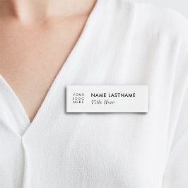 Aangepaste Logo elegante eenvoudige witte magneett Naambadge