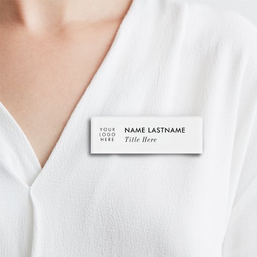 Aangepaste Logo elegante eenvoudige witte magneett Naambadge