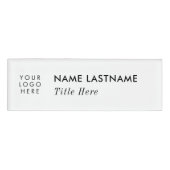 Aangepaste Logo elegante eenvoudige witte magneett Naambadge (Voorkant)
