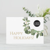 Aangepaste logo Elegante Eucalyptus krans groen go Feestdagenkaart (Staand voorkant)