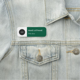 Aangepaste Logo Elegante Navy Green White Magnet T Naamplaatje