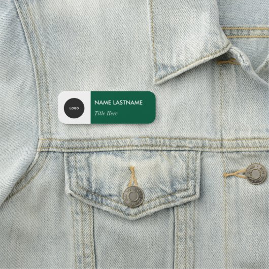 Aangepaste Logo Elegante Navy Green White Magnet T Naamplaatje (In situ)