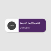 Aangepaste Logo Elegante Navy Paarse Witte Magneet Naamplaatje (Voorkant)