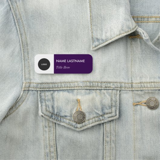 Aangepaste Logo Elegante Navy Paarse Witte Magneet Naamplaatje (In situ)