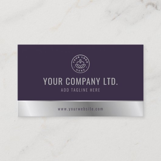 Aangepaste Logo Elegante Paarse Zilveren QR Code Visitekaartje (Voorkant)