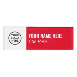 Aangepaste Logo Elegante Red White Magnet Titel Naambadge
