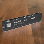 Aangepaste Logo elegante zwarte desk Naambordje (Zijkant)