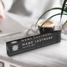 Aangepaste Logo elegante zwarte desk Naambordje