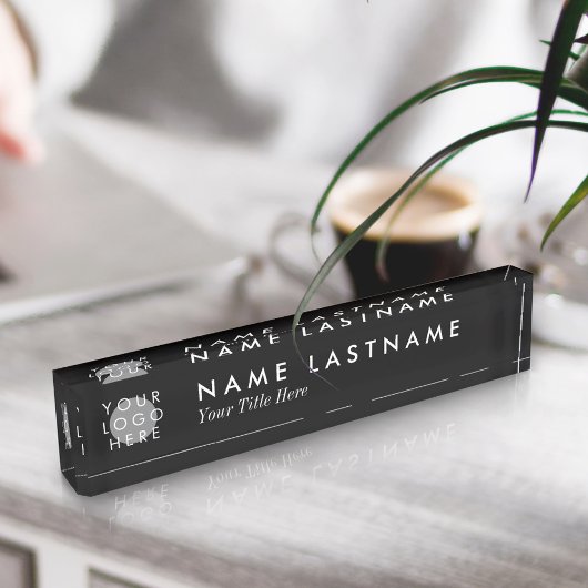 Aangepaste Logo elegante zwarte desk Naambordje
