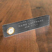 Aangepaste Logo elegante zwarte desktop Naambordje (Zijkant)