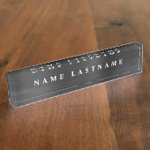 Aangepaste Logo elegante zwarte desktop Naambordje (Zijkant)