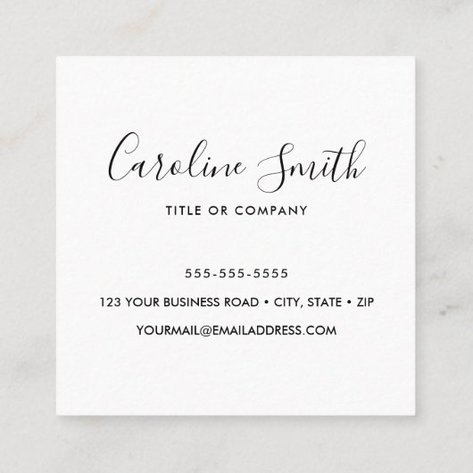 Aangepaste logo, elke kleur, vierkante visitekaart vierkante visitekaartje (Achterkant)