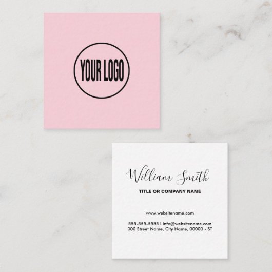Aangepaste logo, elke kleur, vierkante visitekaart vierkante visitekaartje (Voorkant / Achterkant)
