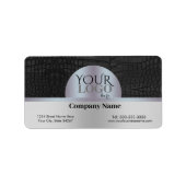 Aangepaste Logo en bedrijfsnaam Faux Black Crocodi Etiket (Voorkant)