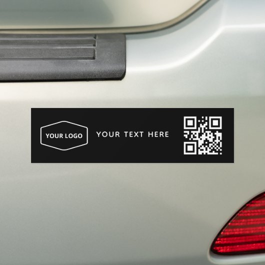 Aangepaste Logo en Business QR Code Promotie Zwart Bumpersticker (Op auto)
