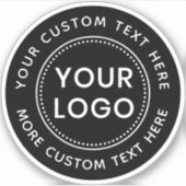 Aangepaste logo en cirkeltekst zwart of kleur sticker (Voorkant)