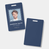 Aangepaste logo en foto donkerblauwe werknemer naa badge (Voor- en achterkant)