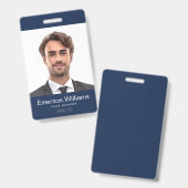 Aangepaste logo en foto donkerblauwe werknemer naa badge (Voor- en achterkant)