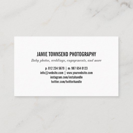 Aangepaste Logo- en fotofotofotograaf Visitekaartje (Achterkant)