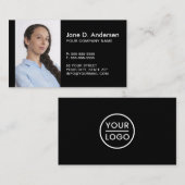 Aangepaste logo en foto's moderne professionele zw visitekaartje (Voorkant / Achterkant)