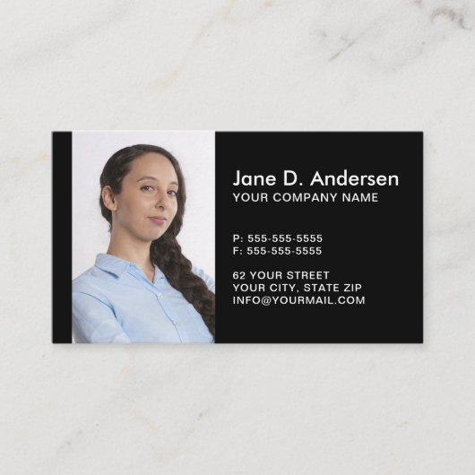 Aangepaste logo en foto's moderne professionele zw visitekaartje (Voorkant)