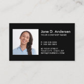 Aangepaste logo en foto's zwarte moderne professio visitekaartje (Voorkant)