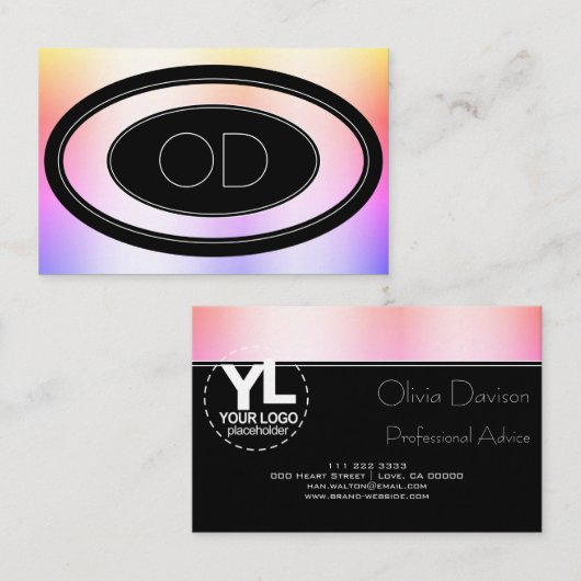 Aangepaste Logo en kleurrijke pasteelregenboog Visitekaartje (Voorkant / Achterkant)