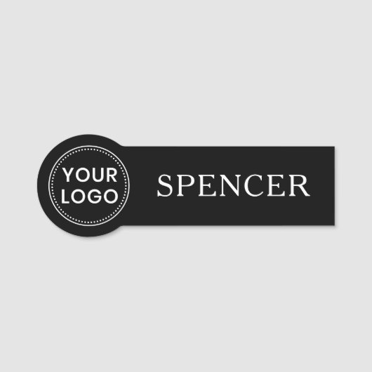 Aangepaste logo en naam bedrijfspersoneel zwart naamplaatje (Voorkant)