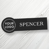 Aangepaste logo en naam bedrijfspersoneel zwart naamplaatje