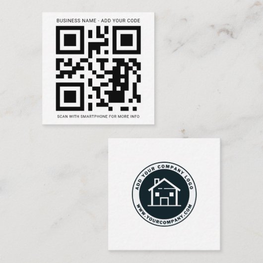 Aangepaste Logo en QR-code Creëer Vierkante Visitekaartje (Voorkant / Achterkant)