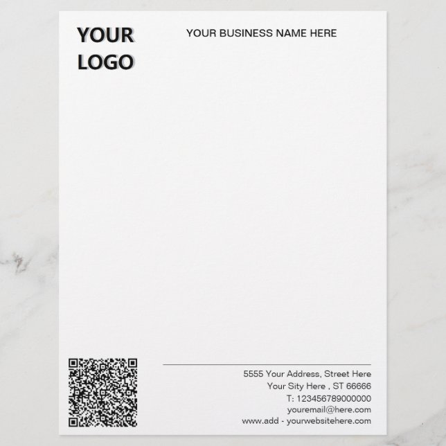 Aangepaste Logo en QR Code Naam Adres Letterhead Briefhoofd (Voorkant)
